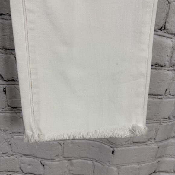 AYR The Bomb Pop Jeans Fray Hem High Rise Crop Stretch Womens 30 Magnolia White - Picture 10 of 14